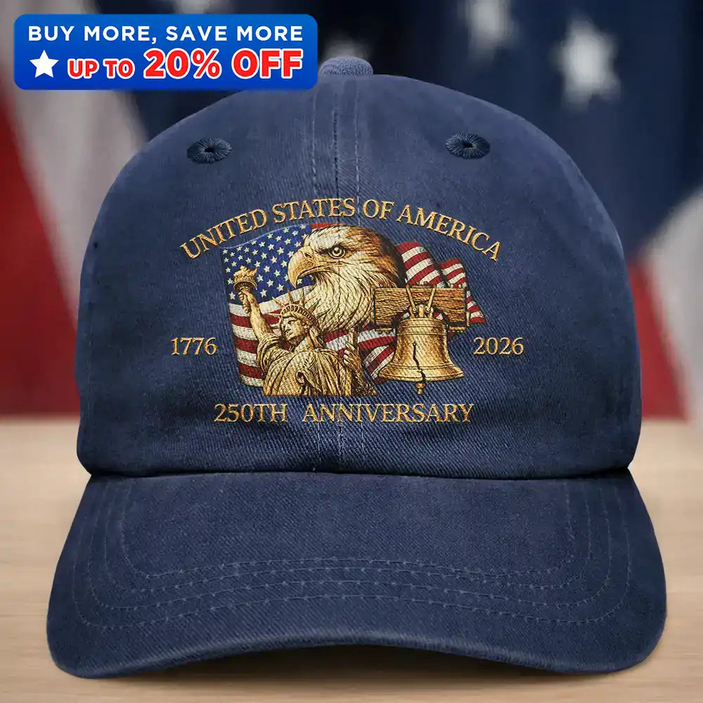 Independence Day,America 250th,Gift For Yourself,Happy,No Custom,Gift For Women,Gift For Men - 250th Anniversary US Liberty Bell Eagle - Vintage Washed Denim Cap
