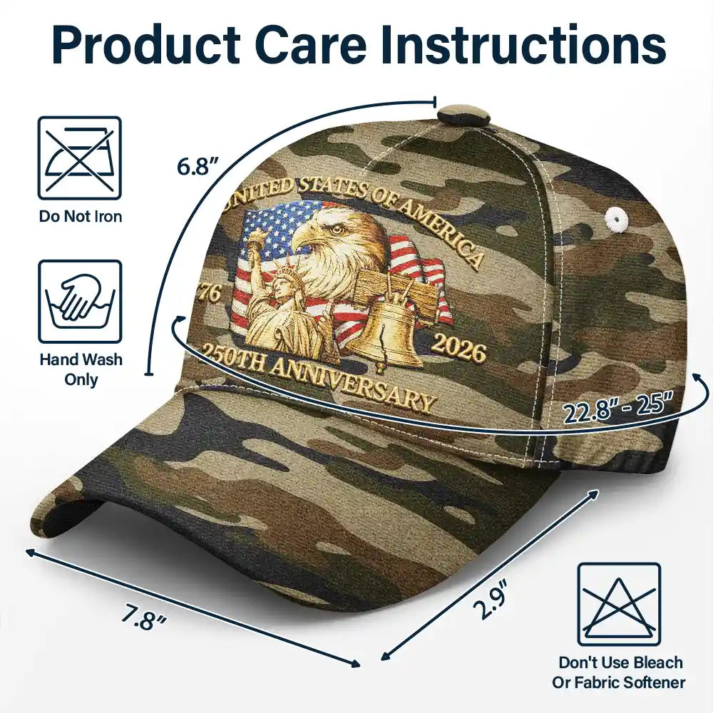 Independence Day,America 250th,Gift For Yourself,Happy,No Custom,Gift For Women,Gift For Men - 250th Anniversary US Liberty Bell Eagle Camouflage - Classic Cap