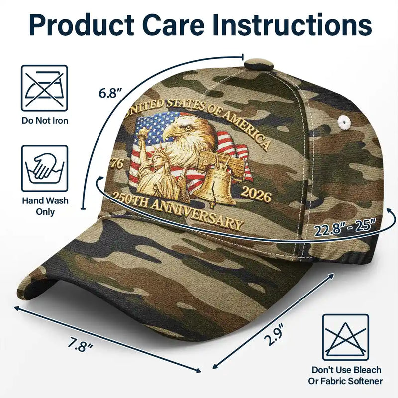 Independence Day,America 250th,Gift For Yourself,Happy,No Custom,Gift For Women,Gift For Men - 250th Anniversary US Liberty Bell Eagle Camouflage - Classic Cap