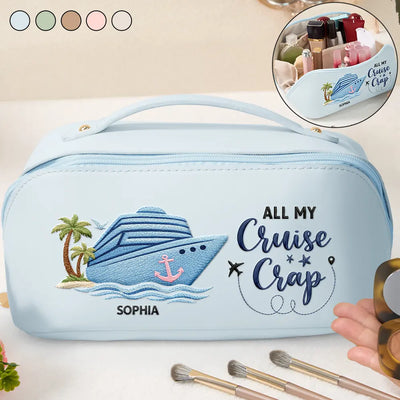 Embroidered Leather Makeup Bag