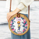 Just Beachy Vacation Mode On - Gift For Her, Travel Lovers - Personalized Custom Round Rattan Bag
