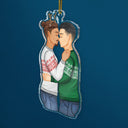 Couple Hug Kissing - Christmas Gift For Lover, Husband, Wife, Couples - Personalized Cutout Acrylic Ornament