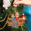 Couple Sitting - Christmas Gift For Lover, Husband, Wife, Couples - Personalized Cutout Acrylic Ornament