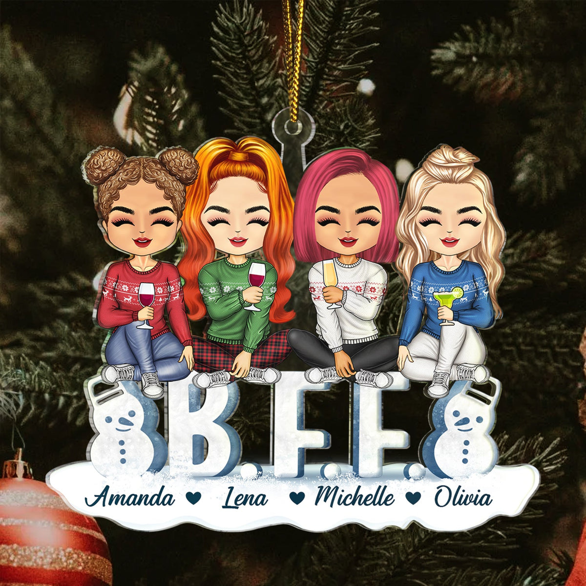 Sisters Brothers Forever - Christmas Gift For Siblings - Personalized Cutout Acrylic Ornament