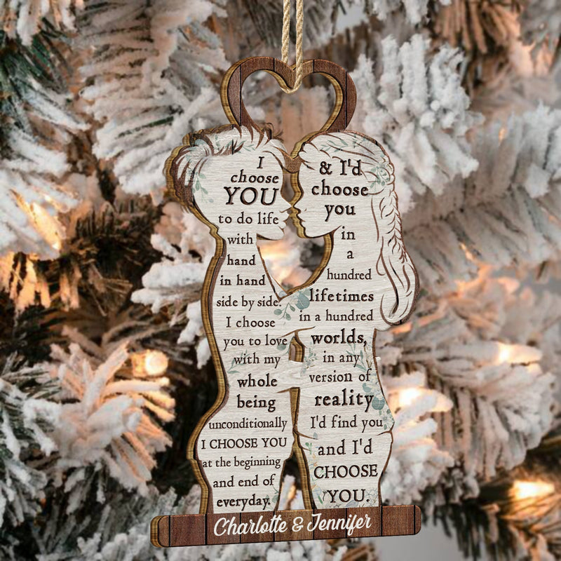 I Choose You - Christmas Gift For Couples - Personalized Wooden Cutout Ornament