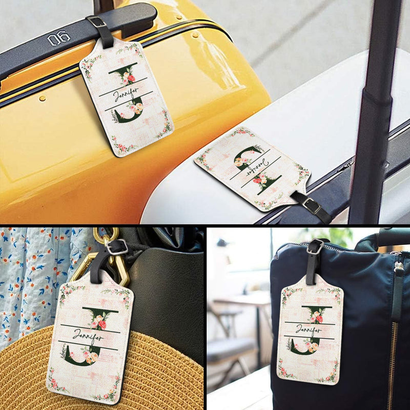 Monogram Floral - Birthday Gift For Her, Vacation Lovers - Personalized Luggage Tag