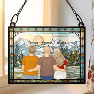 A Dad And His Kids A Bond That Can't Be Broken - Personalized Window Hanging Suncatcher Ornament