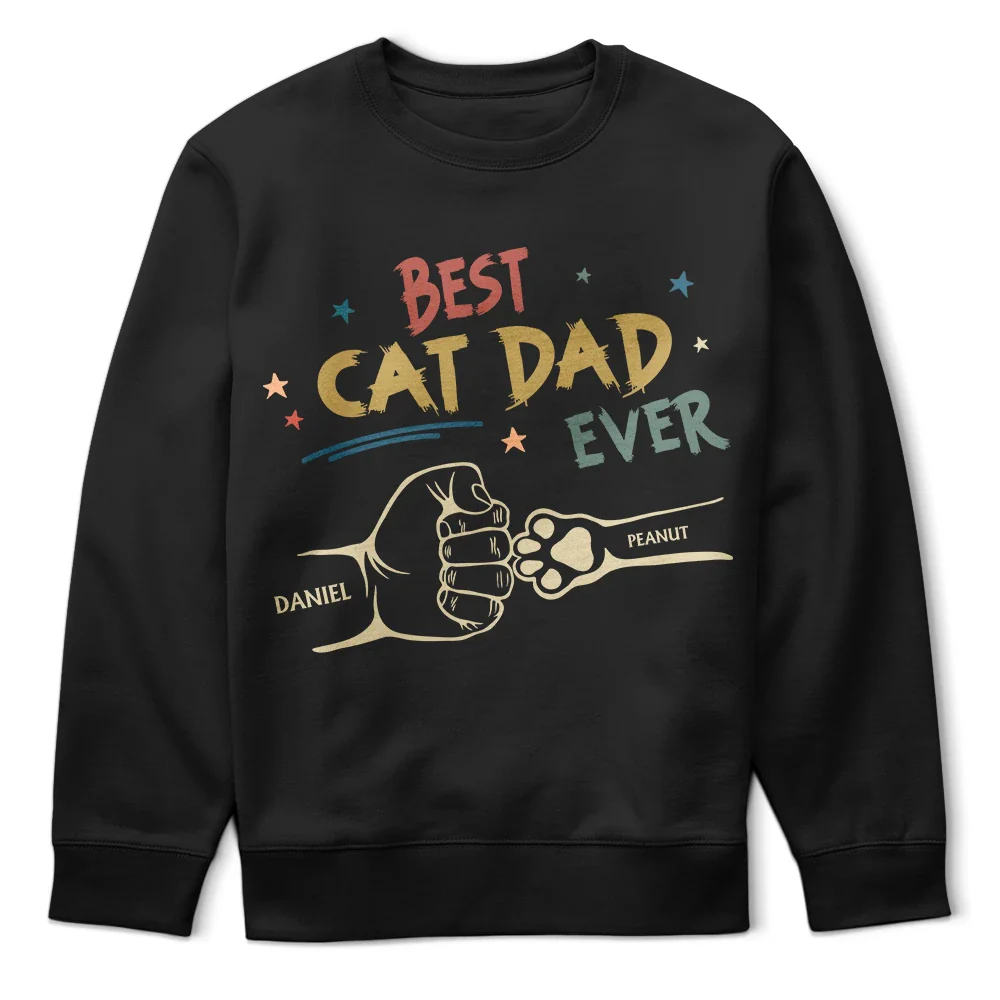 Best Dog Dad Ever Hand Punch Retro - Personalized T Shirt