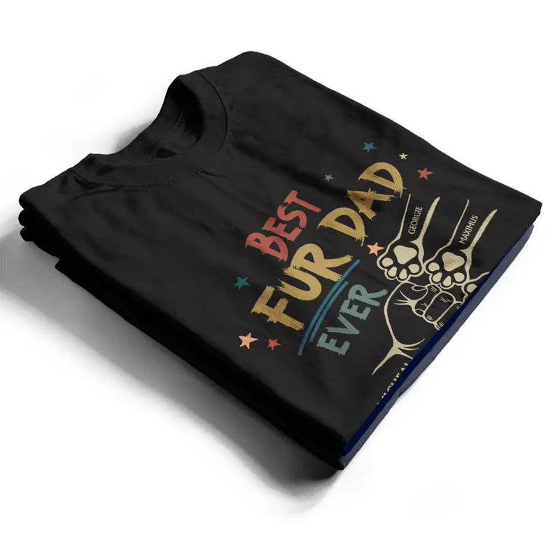 Best Dog Dad Ever Hand Punch Retro - Personalized T Shirt