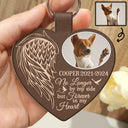 Custom Photo Memorial No Longer By My Side - Personalized Custom Shaped Leather Keychain