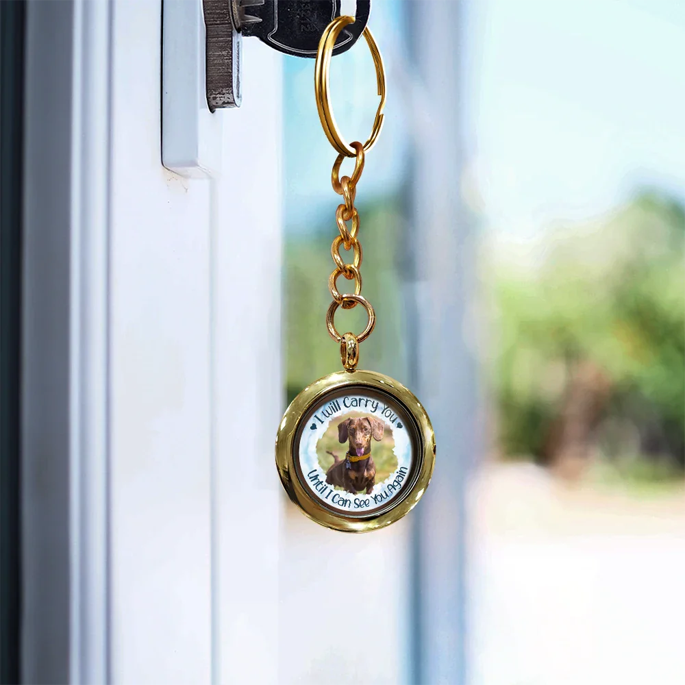 Custom Photo I Will Carry You Pet Memorial - Personalized Keepsake Keychain