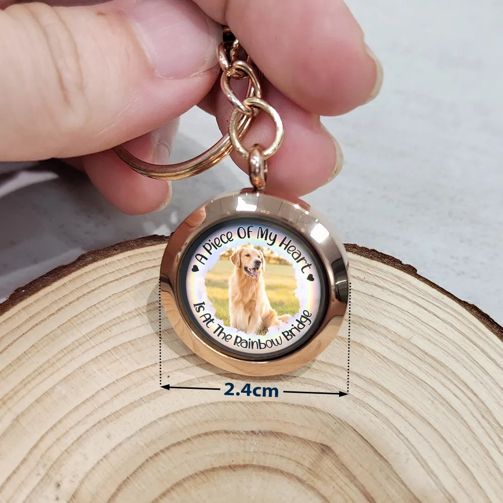 Custom Photo A Piece Of My Heart Rainbow Bridge Pet Memorial - Personalized Keepsake Keychain