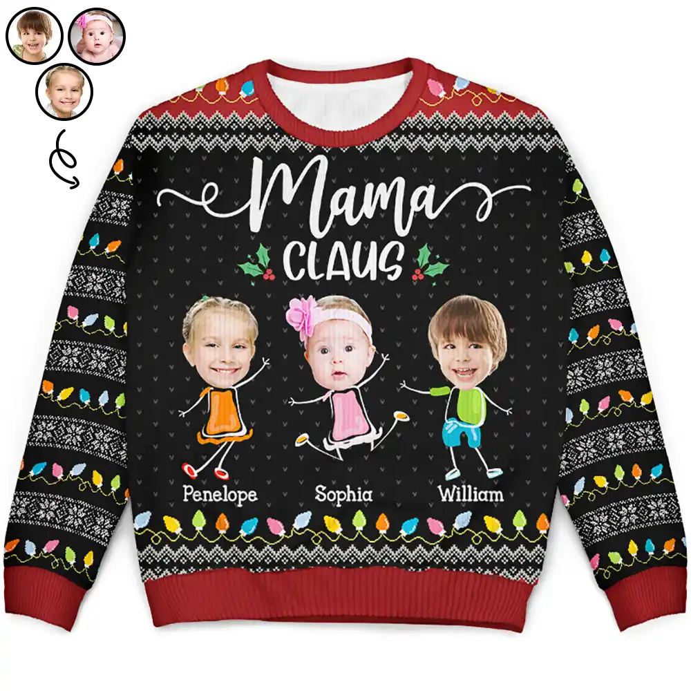 Custom Photo Papa Claus Nana Mama Dada - Personalized Unisex Ugly Sweater