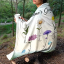Grandma Nana's Garden Birth Month Flower - Personalized Fleece Blanket, Sherpa Blanket