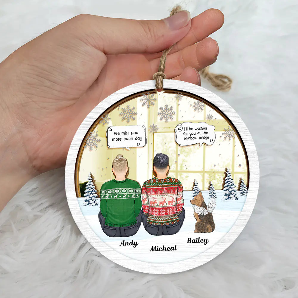 I Miss You Pet Memorial A Girl And Her Dogs - Personalized Mirror Ornament