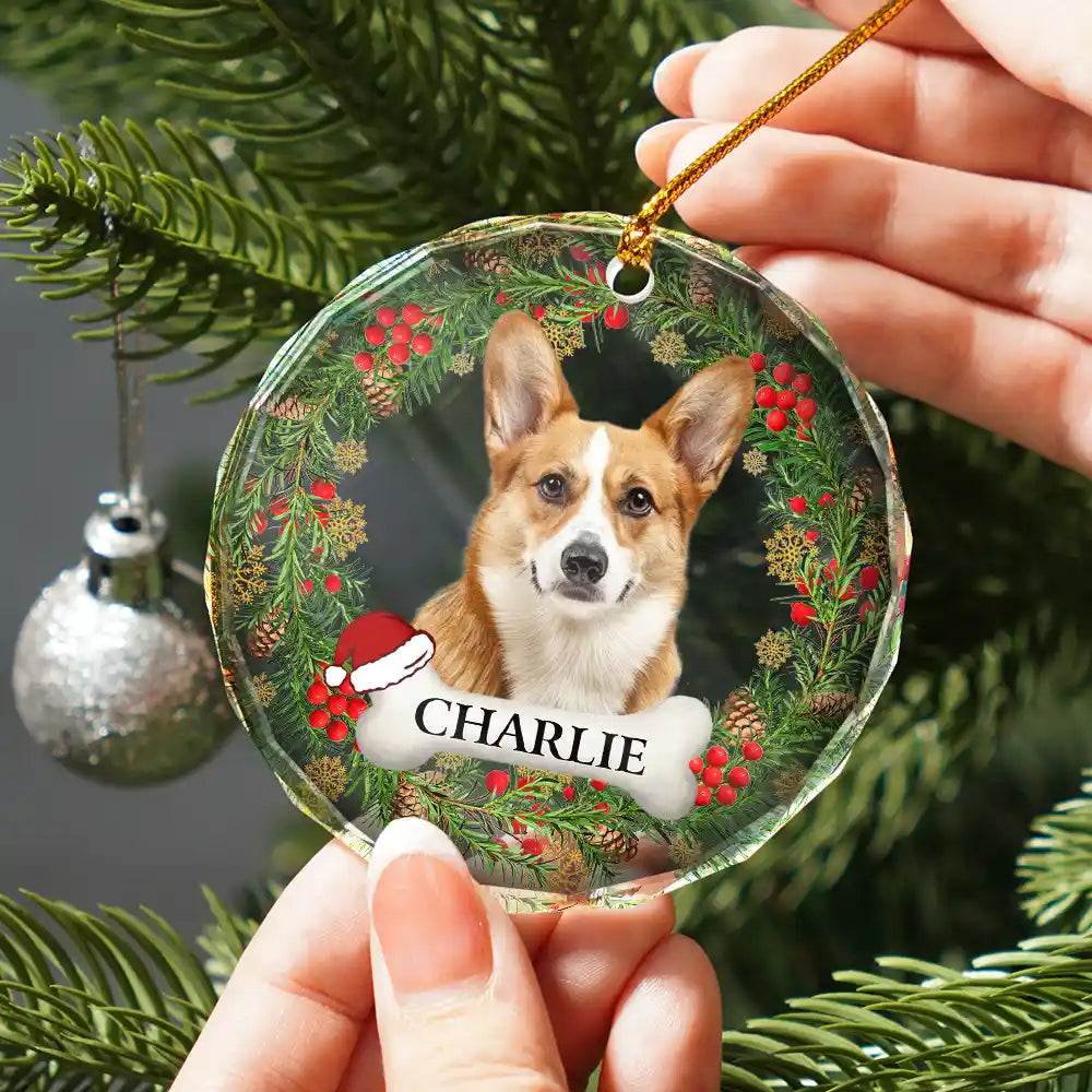 Custom Photo In Loving Memory Pet Memorial - Personalized Combo Circle Glass Ornament