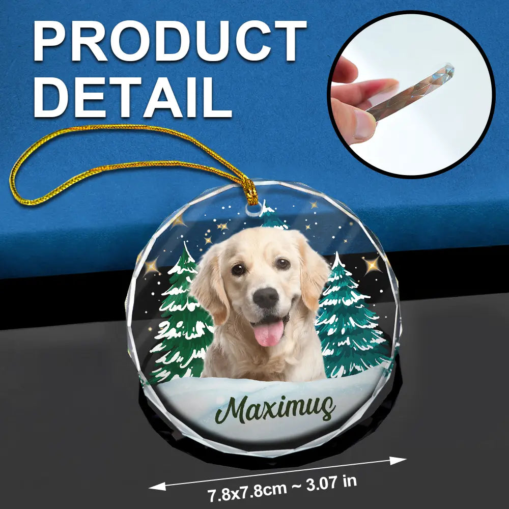 Custom Photo Pet Face Christmas Trees - Personalized Combo Circle Glass Ornament