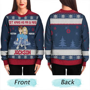 1st Xmas As Mr & Mrs Cartoon Couple - Personalized Unisex Ugly Sweater