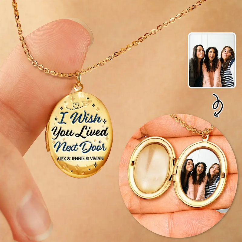 Gift For Bestie - Custom Photo Besties Always Close At Heart - Personalized Locket Necklace