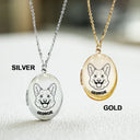Dog Lovers, Pet Lovers, Cat Lovers - Custom Photo Sketch Dog Face Line Art - Personalized Locket Necklace