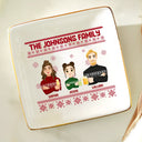 Christmas,Family,Gift For Bestie,Continue Shopping,Happy - Flat Art Family Grandparents, Parents, Kids, Friends - Personalized Ring Dish
