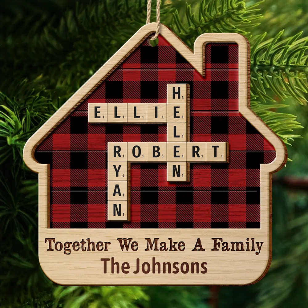 Together We Make A Family House Crossword Scrabble - Personalized 2-Layered Wooden Ornament