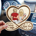 Drive Safe I Love You To Husband From Wife Back Couple - Personalized Custom Shaped Car Visor Clip