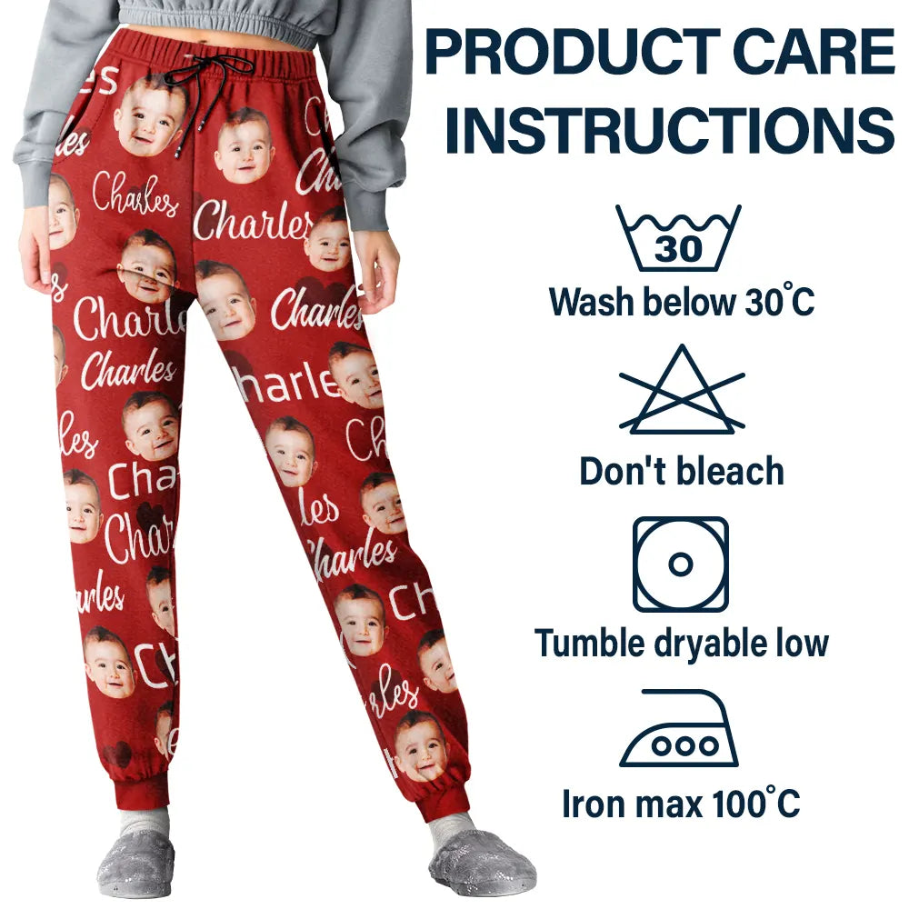 Gift For Couples, Gift For Husband - Custom Photo And Name Of Wife For Husband - Personalized Pajama Pants
