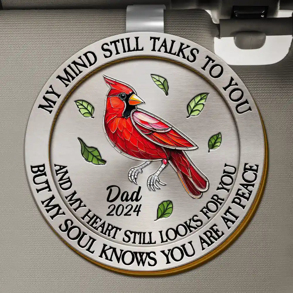 Memorial, Family - Memorial My Mind Still Talks To You - Personalized Custom Shaped Car Visor Clip