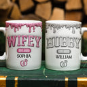 Gift For Couples,Gift For Husband,Gift For Wife,Happy - Wifey Hubby Est Couple 3D Inflated Effect Printed Mug, Personalized White Edge-to-Edge Mug