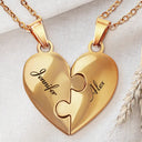 Gift For Couples,Gift For Wife,Love - Couple Matching Jewelry Including For Children - Personalized Heart Puzzle Necklace Set