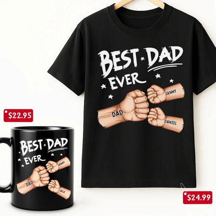 Best Dad Grandpa Ever Fist Bump - Personalized Father's Day Gift Set