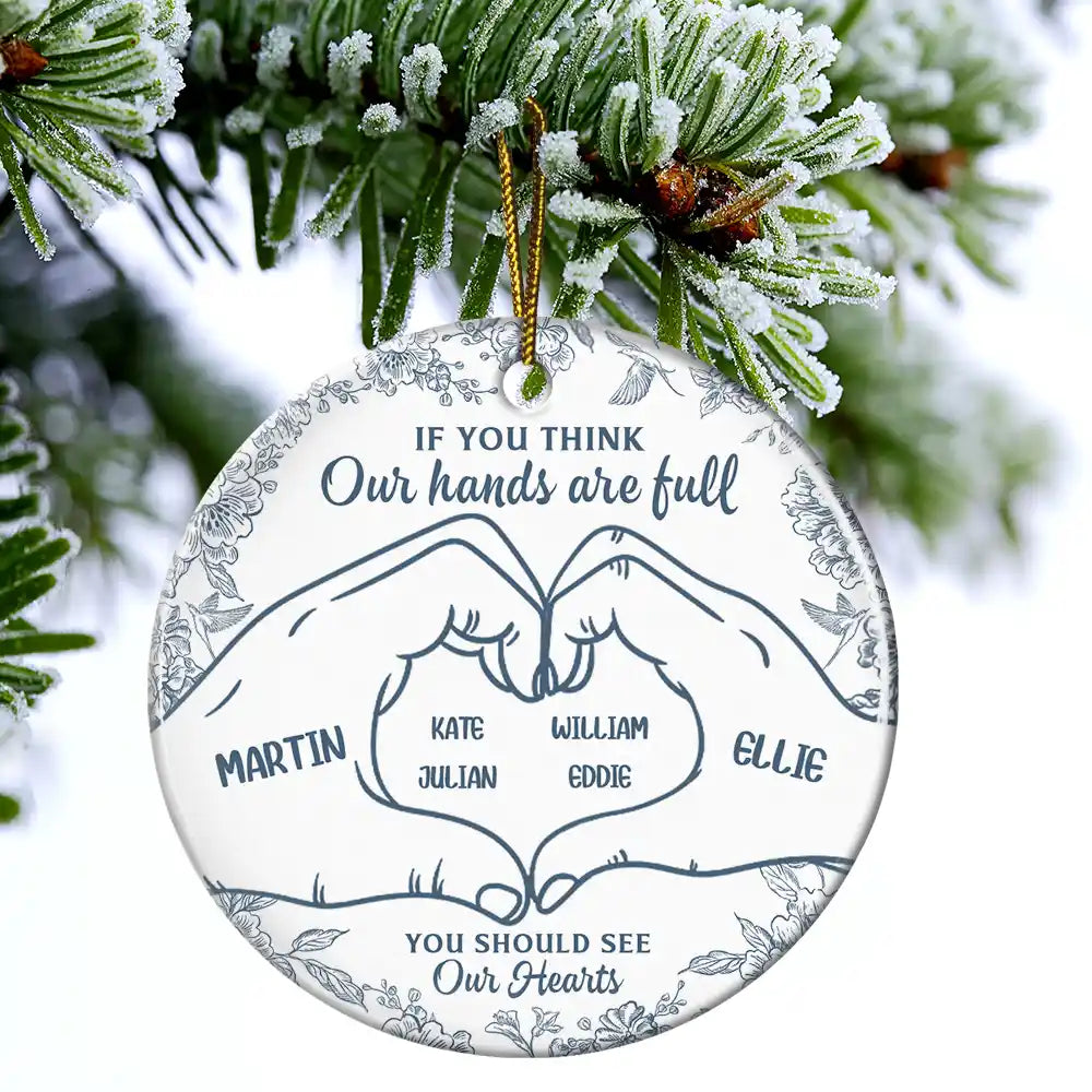 Christmas,Happy,Family - A Heart Full Of Love - Personalized Circle Ceramic Ornament