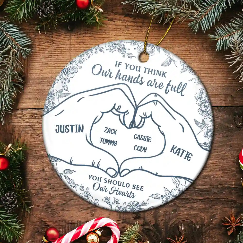 Christmas,Happy,Family - A Heart Full Of Love - Personalized Circle Ceramic Ornament
