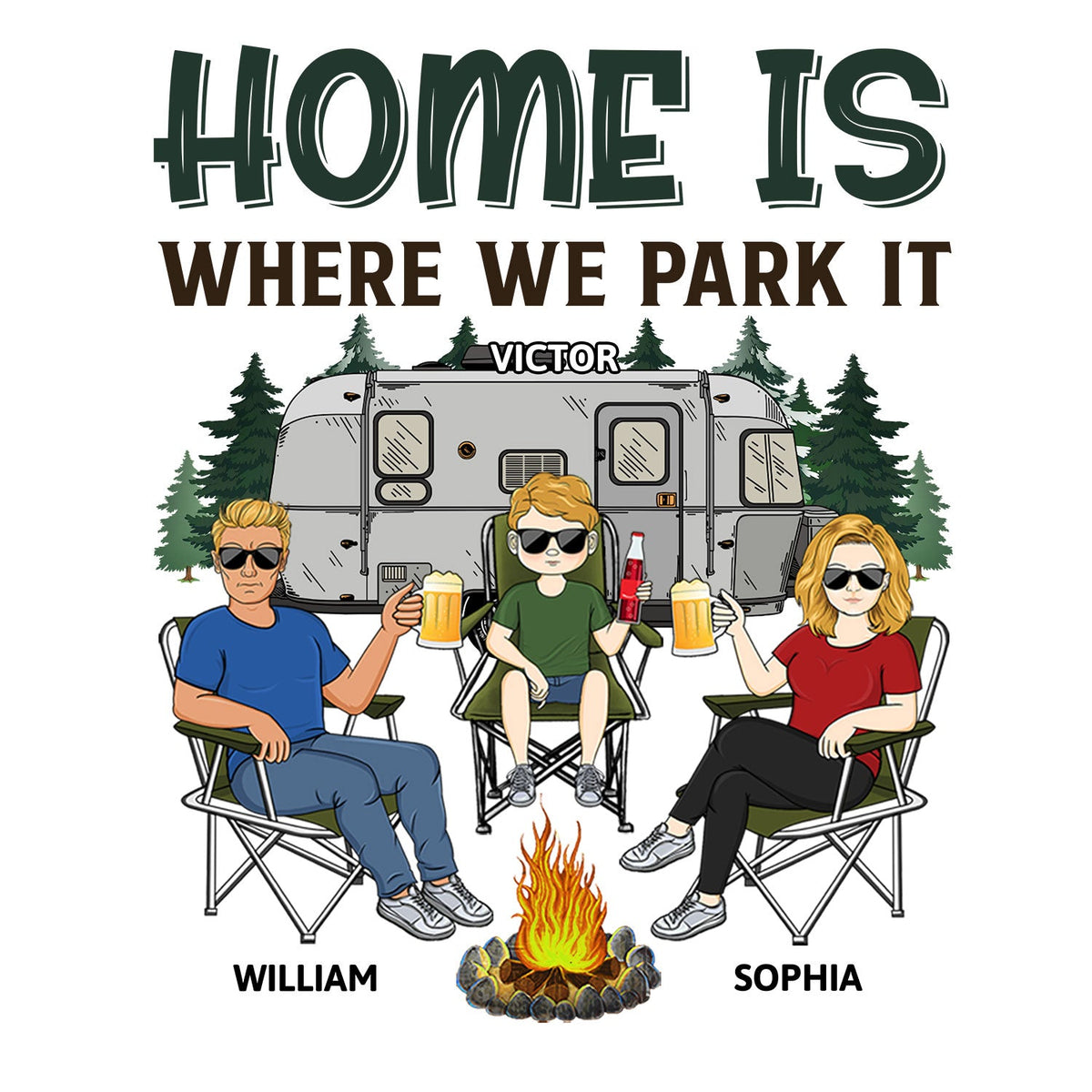 Home Is Where We Park It - Gift For Camping Lovers, Campers, Family - Personalized Camping Decal, Decor Decal