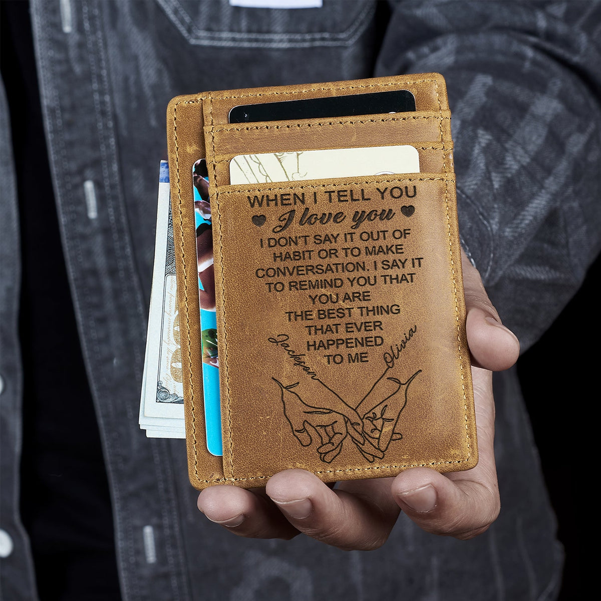 When I Tell You I Love You - Gift For Couples, Husband, Wife - Personalized Card Wallet