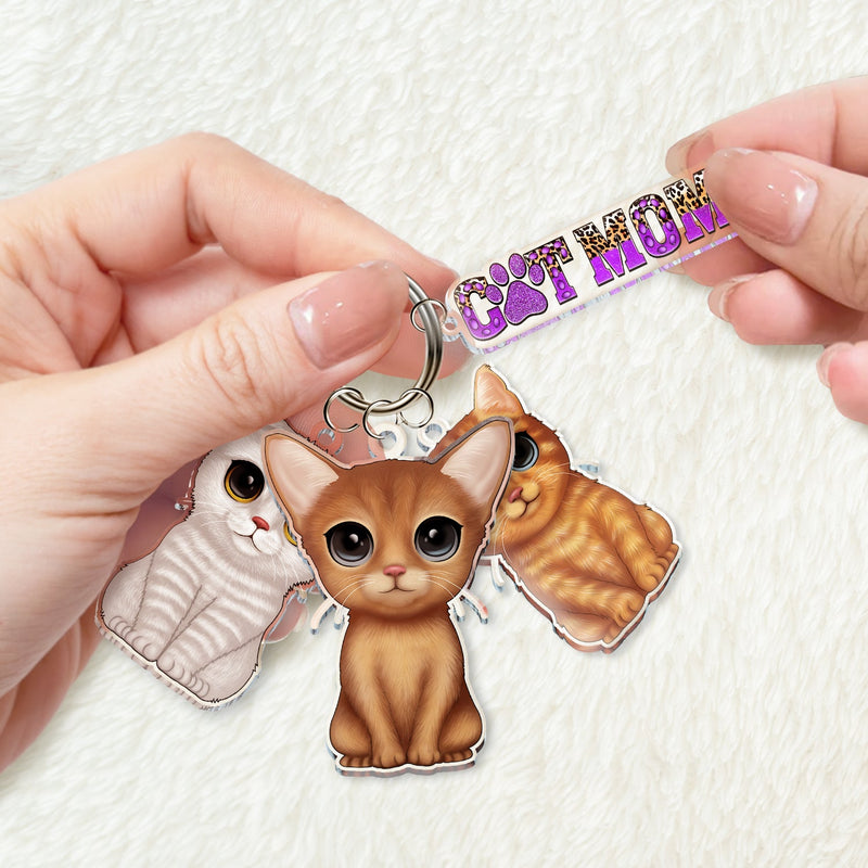 Cute Cat - Funny Gift For Cat Lovers, Cat Mom, Cat Dad - Personalized Acrylic Tag Keychain