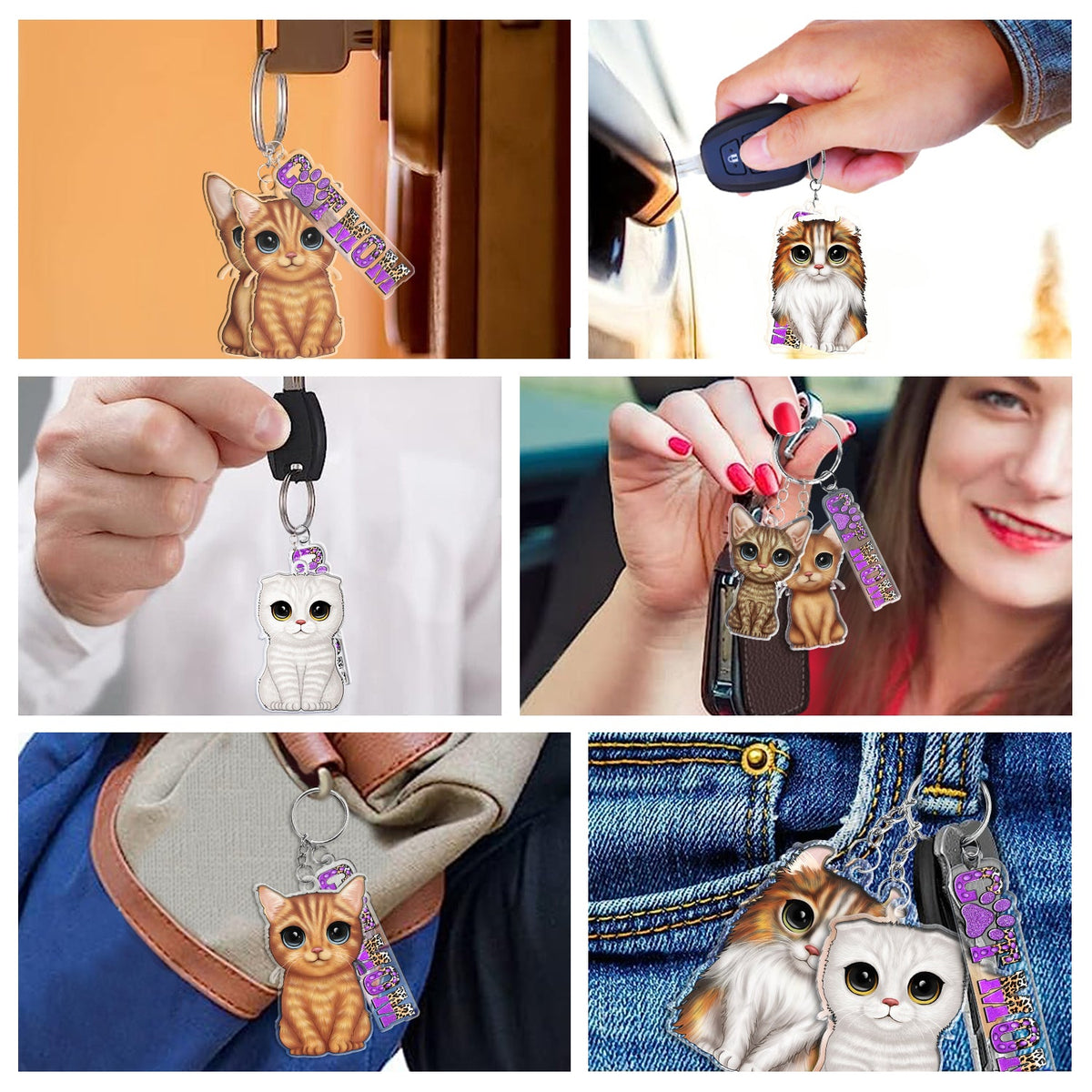 Cute Cat - Funny Gift For Cat Lovers, Cat Mom, Cat Dad - Personalized Acrylic Tag Keychain