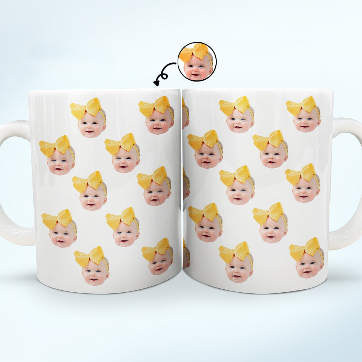 Custom Photo Funny Kid Face - Personalized White Edge-to-Edge Mug