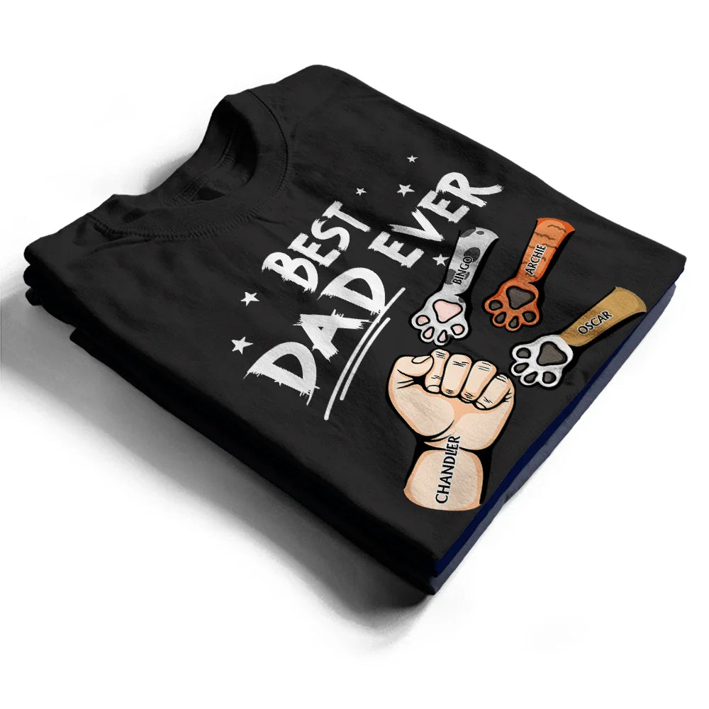 Best Dad Ever Pet And Kid Hand Punch Colorful - Personalized T Shirt