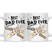 Best Dad Ever Pet And Kid Hand Punch Colorful - Personalized Mug