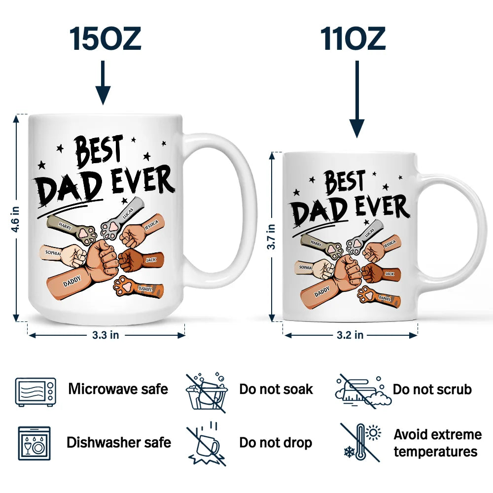 Best Dad Ever Pet And Kid Hand Punch Colorful - Personalized Mug