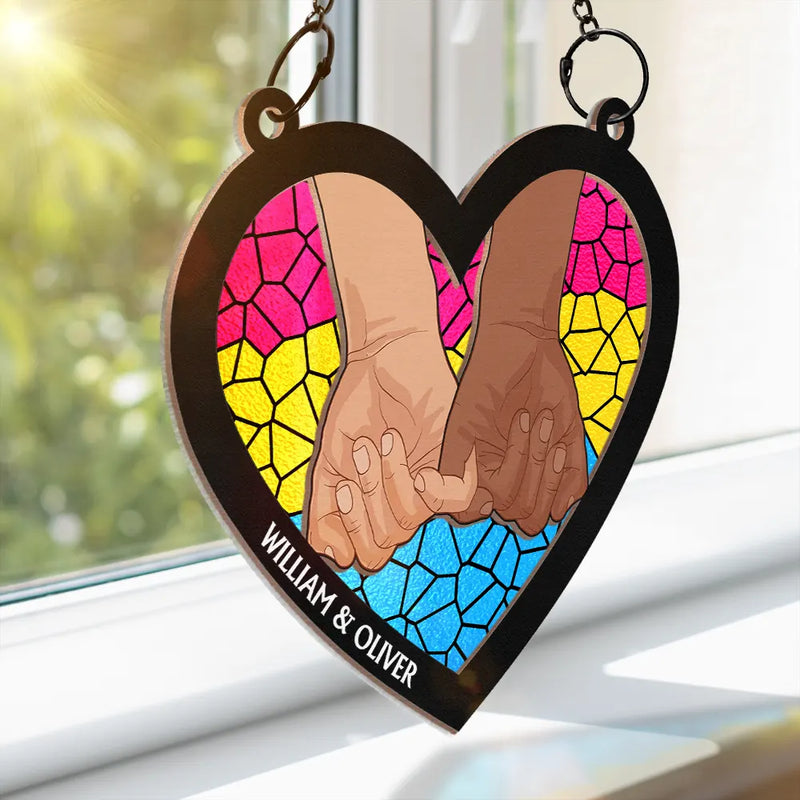 Pinky Promise Pride Couple - Personalized Window Hanging Suncatcher Ornament