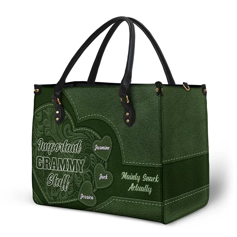 Important Nana Stuff - Personalized Leather Bag