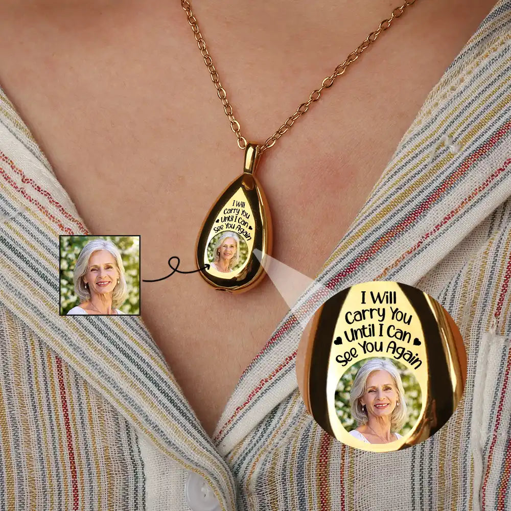 Custom Photo I Will Carry You Memorial - Personalized Keepsake Necklace