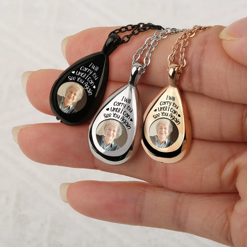 Custom Photo I Will Carry You Memorial - Personalized Keepsake Necklace