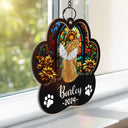 Memorial Dog Cat Sunflower - Personalized Window Hanging Suncatcher Ornament