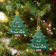 Family - Christmas Tree Family - Personalized Custom Shaped Wooden Ornament