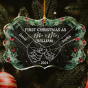 Gift For Couples - Holding Hands First Christmas As Mr & Mrs Couple - Personalized Medallion Glass Ornament