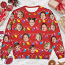 Family - Custom Photo Funny Kid Face Christmas Light - Personalized Unisex Ugly Sweater